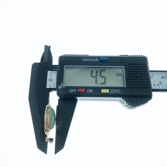 14K Yellow Gold Green Jade Cabachon Pendant Greek Key 3 grams - Picture 13 of 13